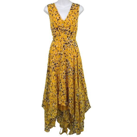 Derek Lam 10 Crosby Dresses & Skirts - Derek Lam 10 Crosby Pleated Animal Print Maxi 18 Georgette Hi-Low Keyhole V-Neck